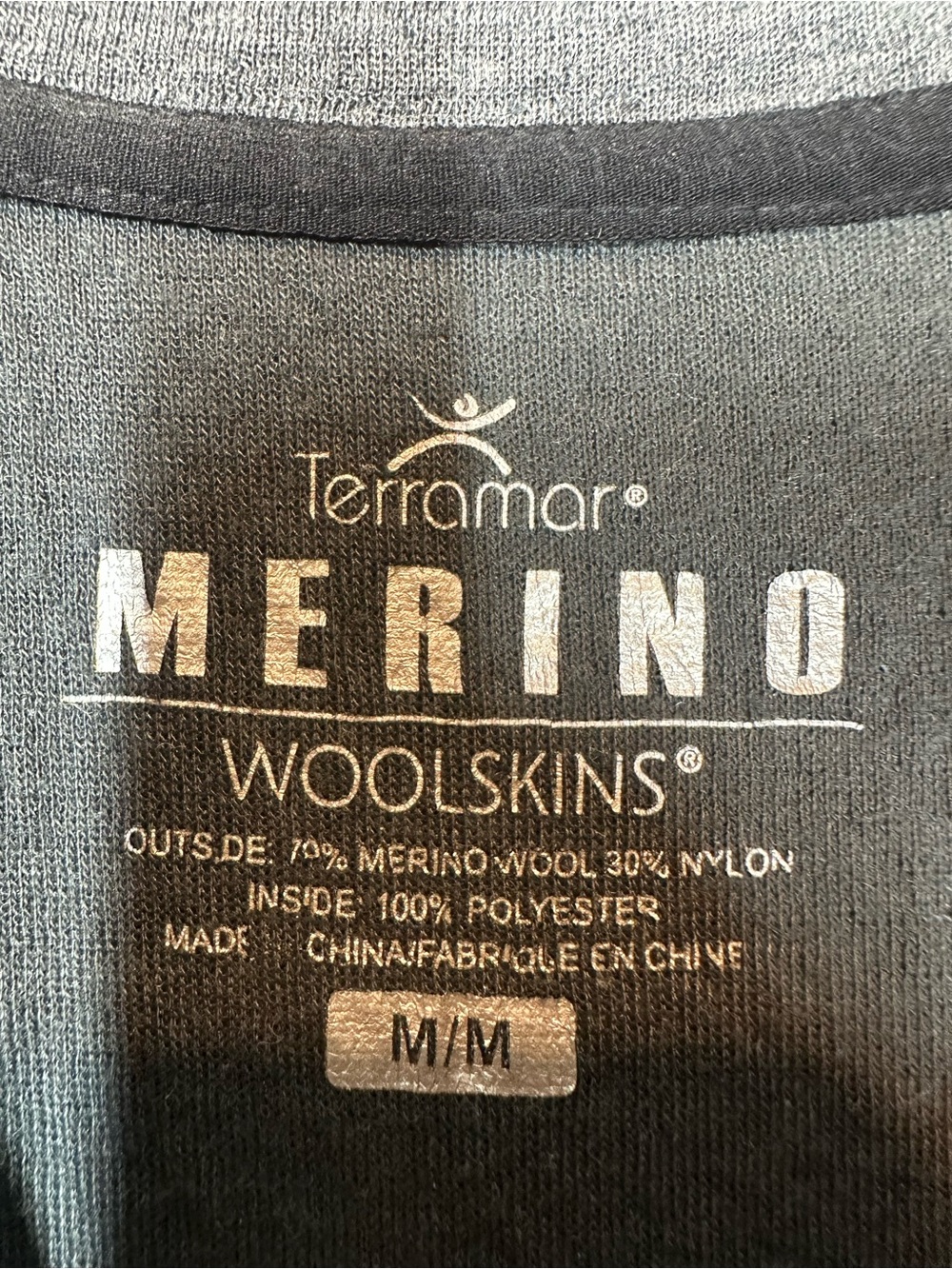 TERRAMAR Men's Medium Grey Merino Wool Skins Base Layer Long Sleeve Crewneck Top - Picture 3 of 7